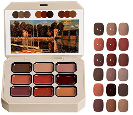 Holzsammlung 9 Colors Gel Nail Polish Palette, Solid Cream Gel Polish Set, Long Lasting, Non-Toxic, DIY Home Nail Art Kit