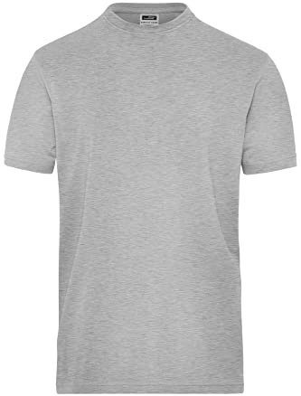 James & Nicholson Herren Bio Workwear-T Stretch - Elastisches T-Shirt aus Single-Jersey | Farbe: grey-heather | Grösse: 3XL