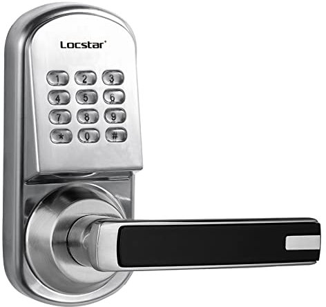 Smart Door Lock, Keyless Door Lock with Keypad, Electronic Automatic Door Lock with Handle, Ideal for Home, Apartment, Office, Easy to Install, Weatherproof, Fireproof (Right Handle LS-8015)