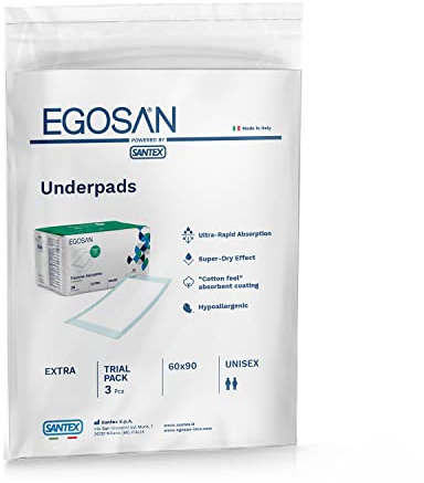 Egosan Einweg-Bettnässerschutz Extra 3 Stück Probiergröße, Atmungsaktiv und Hypoallergen Absorbierende Bettnässer-Unterlagen, Unisex Erwachsene, Maße: 60x90 cm