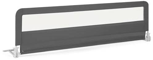DREAMADE Klappbares Bettgitter, Kinderbettgitter Verstellbar mit Befestigungsgurt, Babybettgitter aus Metall & Netz, Rausfallschutz für Einzelbett, Doppelbett & Kinderbett (Grau, 180 cm)