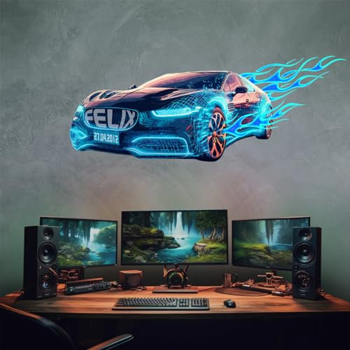 tjapalo® vz47 Wandtattoo Gamer mit Namen gaming Bild Auto Wandtattoo Auto Kinderzimmer gaming wandtattoo jugendzimmer jungs Wandbild autos, Größen Name: B58xH22cm