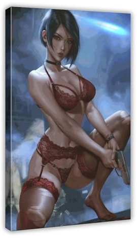 Resident Evil Ada Wong Poster Leinwand Poster Wandkunst Dekor Druck Bild Gemälde für Wohnzimmer Schlafzimmer Dekoration Rahmenstil 30 x 45 cm