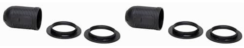 Kopp Isolierstoff-Fassung E27 mit 2x Schirmträgerring, schwarz, 214305049 (Packung mit 2)