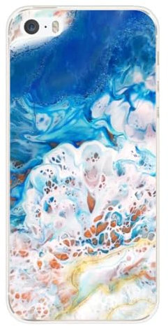 Cover in silicone stampata compatibile Apple iPhone 5 iPhone 5S Marmo Oceano