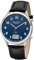 REGENT URFR282 Men's Radio-Controlled Watch Analogue Digital Leather Strap Black, Silver-Blue, Strap.