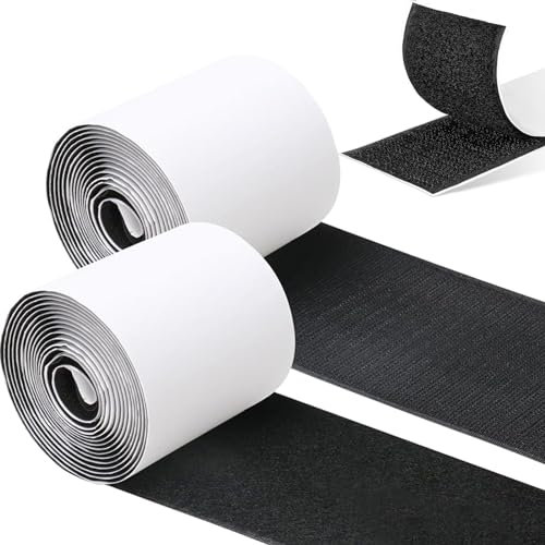 qingmeng autoadesivo extra forte, 5 cm, autoadesivo per tessuto, 3 m, adesivo su entrambi i lati, per cucire, larghezza per tessuti, 50 mm, colore nero