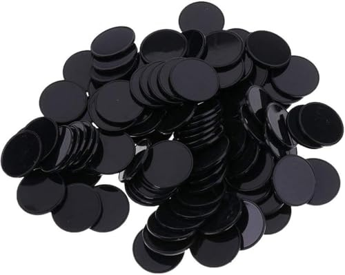 LNYMZD 100Pcs Schwarz Wiederverwendbare Plastik-Zähl-Bingo-Chips,Marker,Zähler,25 mm Durchmesser,Spielmarken,Packung mit,und praktisch,Traditionelle Spiele,Bingo