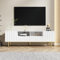 KecDuey Moderner TV-Schrank 165x36x55cm, TV Lowboard, TV-Möbel mit goldenen Füßen und goldenem Rand (Weiß)