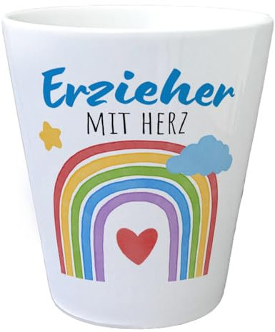 Regenbogen Blumentopf mit Spruch Erzieher mit Herz Kita Kindergarten Kinder Danke bunt Abschied Abschiedsgeschenk