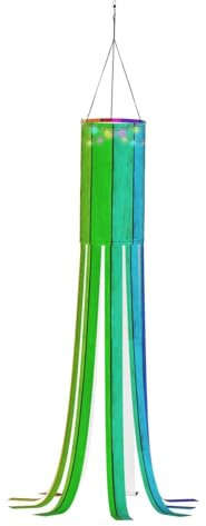 Festlicher Windsack mit Regenbogenfarben-Holzhintergrund – Halloween-Geister-Dekorationen, ästhetische Herbst-Windsäcke für den Außenbereich