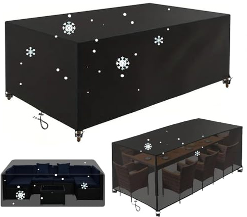 OUZUIU Winter Abdeckhaube Gartenmöbel 215x145x90cm/LxWxH 420D Oxford Abdeckhauben Für Tische Gartentische Schutzhülle mit Wasserdicht, UV-beständig Staubfest Winterfest für Terrassenmöbel
