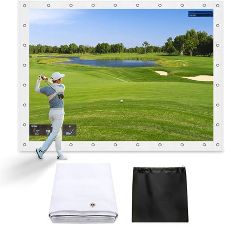 Golf Training Simulator, Golf Simulator Impact Screen, Home Golf Simulator, Portable Projector Screen Reflective Fabric, Mounted with Rope or Hook for Indoor and Outdoor Golf Training 2.5 * 2.