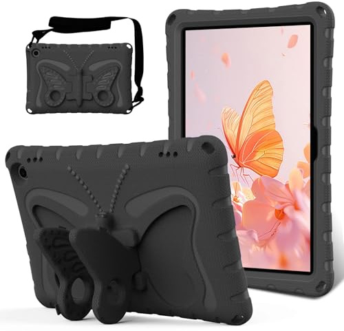 Custodia per bambini per tablet Kindle Fire HD 10 (13a/11a generazione 2023/2021), custodia leggera antiurto in schiuma EVA con tracolla e custodia per ragazzi e ragazze (nero)