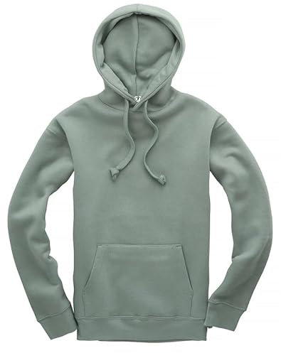 D&H CLOTHING UK BNW - Felpa con cappuccio unisex per adulti, unisex, in pile pesante, tinta unita, taglie XS-6XL, Salvia, S