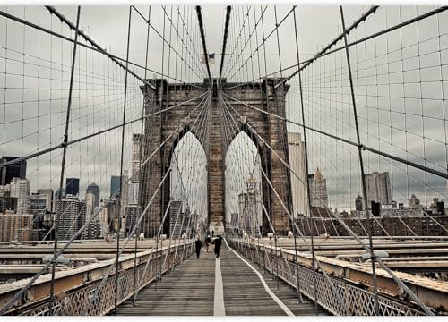 Vlies Fototapete Brooklyn Bridge, USA 3D Effekt 400x280 Brücke Bauen Foto Tapete Schlafzimmer Wohnzimmer Moderne XXL Wandtapete Groß Vliestapete Fototapeten Poster Wand Dekoration a.5110