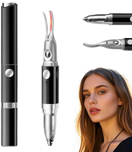 Beheizte Wimpernzange und Augenbrauentrimmer für Frauen, 2 in 1 Elektrische Wimpernzange mit 2 Temperaturmodi Anti-Burn USB Wiederaufladbare beheizte Wimpernzange, Geschenk für Frauen (A)