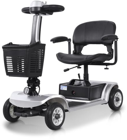Unificare Elektromobil​ Seniorenmobil​ für Senioren 32 km 4 Räder Reise Klappbar Mobilitätsroller mit Korb Leichte Batterietragfähigkeit bis 190 kg Elektroroller