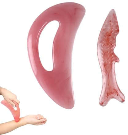 YALiya Lot de 2 Guasha, Grand Appareil de Massage Guasha avec Poignée, Guasha Quartz Rose Pierre de Massage Du Visage - Kit Gua Sha Pour Le Dos, Le Cou, Le Visage, Les Jambes