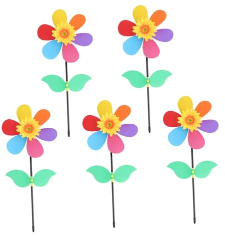 BESPORTBLE 5stücke Bunte Sonnenblumen-windmühlen Windrad-Ornamente Outdoor Spielzeug Für Junge Mädchen Szenische Verzierungen Kinderspielzeug Windrad-Spielzeug