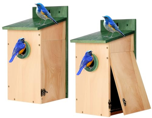 Yaocom Vogelhäuser für den Außenbereich, 30,5 cm hoch, Holz, Nistkasten, Wandbaumstange, montierbar, strapazierfähig, Vogelhaus, Raubfischschutz für Bluebird Zaun, Schwalbe, Finken, 2 Stück