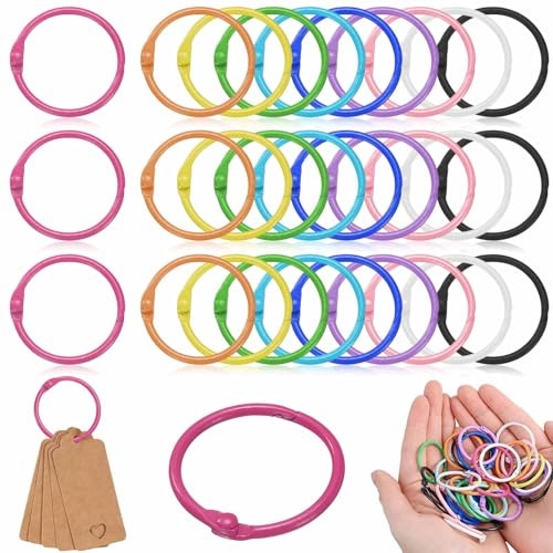 Anneaux Reliure 30mm,100 Pièces Anneaux de Reliure 30mm,Anneaux Rideaux,Attache Porte Clé,Anneaux Metal,Anneau Reliure,Reliure Anneaux Métalliques pour Feuilles Volantes,Scrapbooking
