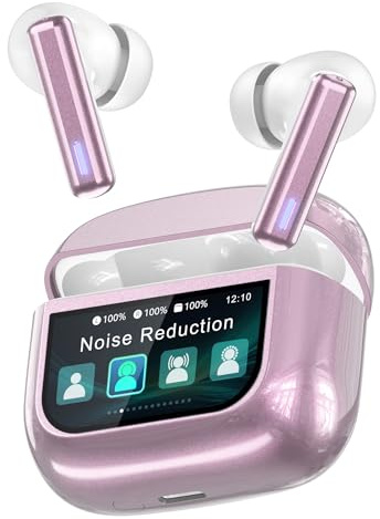 ZIUTY Wireless Earbuds Bluetooth Headphones, Ear Buds with Touch Screen, ANC ENC Noise Cancelling Transparency Mode, 40H Stereo Deep Bass, IPX7 Waterproof, Clear Calls, 5 EQ for iOS Android (Pink)