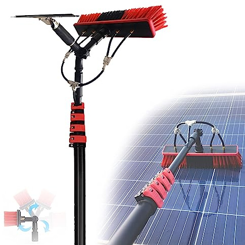 Kit brosse de lavage télescopique avec système d'alimentation en eau pour voiture, van et panneau solaire