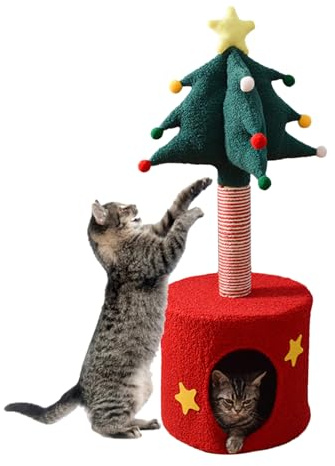 Árbol De Navidad para Gatos - Centro De Actividades para Gatos En Interior Navideño - Poste Rascador Juguete Suave para Mascotas Decoración Hogar Navidad Cumpleaños Halloween