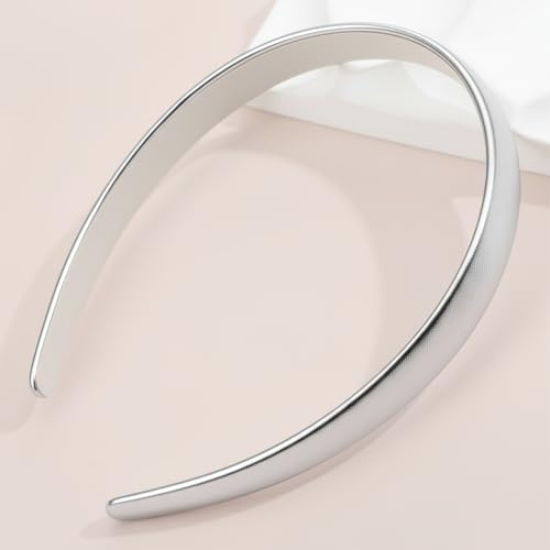 PU Leder Stirnband, Breite Haarreifen Damen Silber, Kopfschmuck Satin Stirnbänder Haarreif Haarschmuck Silberne Haarband DIY Haarzubehör für Frauen Mädchen Party Hochzeit Yoga Gesicht Waschen