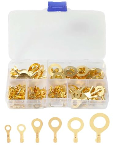 300 pezzi Capicorda Elettrici Ottone, M3,M4,M5,M6,M8,M10, Terminali a Crimpare, Connettori elettrici capicorda, Ottone anello capicorda, per connettori di prodotti meccanici ed elettronici