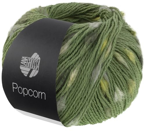 LANA GROSSA Popcorn | Effektnetzgarn gefüllt mit bunten, flauschigen Farbspots | Handstrickgarn aus 100% Baumwolle | 50g Wolle, Stricken & Häkeln | 125m Garn FB 15