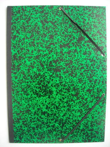 Exacompta 532000E Zeichenmappe Annonay für DIN A3+ mit Verschlußband aus Stoff. Aus extra starkem Karton 3cm Rückenbreite schwarz-grün marmoriert ideal zum transportieren und aufbewahren, 32 x 45 cm (1 Stück)