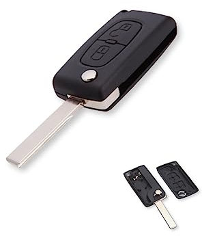 1neiSmartech Guscio Scocca Cover e Lama di Ricambio per Chiave Telecomando Auto 2 tasti Compatibilecon Auto Peugeot 107 207 307 308 407 408 (Confezione Guscio e Lama)