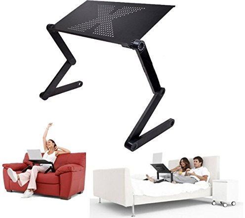 Tavolino pieghevole per computer portatile, PC, tablet, tavolo da stiro regolabile, tavolino da letto, supporto per lettura, per divano, libri, riviste e per colazione in terrazza, in lega