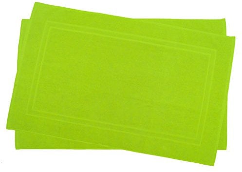 Julie Julsen 2er Pack 70 x 120 cm Badvorleger in Premium Qualität 900 gm2 in aktuellen Farben und 4 Größen aus Baumwolle Badematte Badteppich Duschvorleger Design Doppel Rahmen Apfelgrün