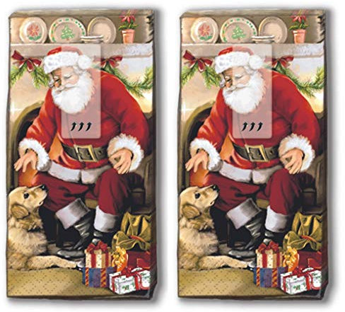 20 Taschentücher (2x 10) Taschentücher Weihnachtsmann daheim/Santa / Winter/Weihnachten