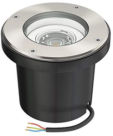 ledscom.de Boden-Einbauleuchte BOFU für außen schwenkbar Edelstahl rund IP67 150mm Ø inkl. 5,558W LED Lampe 535lm 30° weiß