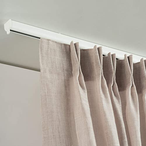 Binario per Tende Arricciate - Installazione a Soffitto - Movimento tenda manuale (NO corda) - in Alluminio Dim. 22,5X20 mm - Completo per l’installazione (220 CM)