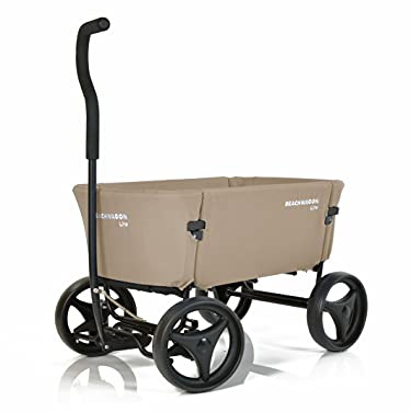 Beach Wagon LITE Foldable Handcart - 80 kg - Foldable Hand Trolley as Beach Trolley, Garden Trolley, Camping Trolley and Travel Buggy for Children and Pets - Washable Fabric - Sand Brown