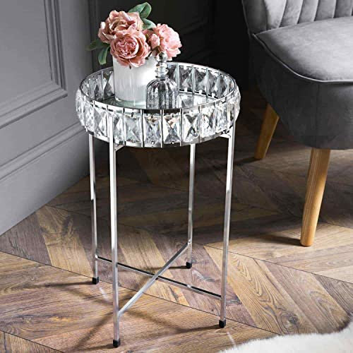 Dylex KB Crystal Tray Table With Mirrored Top Silver Coffee Table With Removable Tray Top