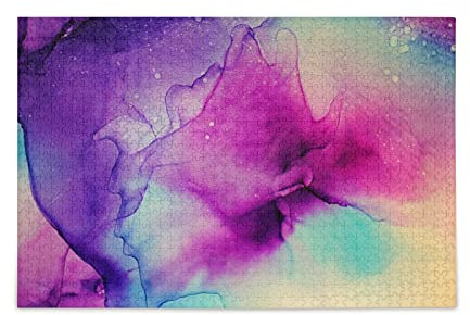 Alcohol Ink Purple Blue Jigsaw Puzzle 1000 Piece for Adults Large Puzzle for Teenager Gift Artwork Home Decor