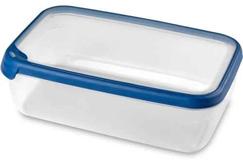 CURVER Boîte alimentaire rectangulaire multi usage 4L en polypropylène 100% recyclé, 30x20x9,4 cm, Adapté au Micro-Ondes, Lave-Vaisselle, Congélateur- bleu, pour la cuisine