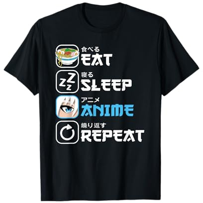 Eat Sleep Anime Repeat Manga Otaku Funny Anime Men Boys T-Shirt