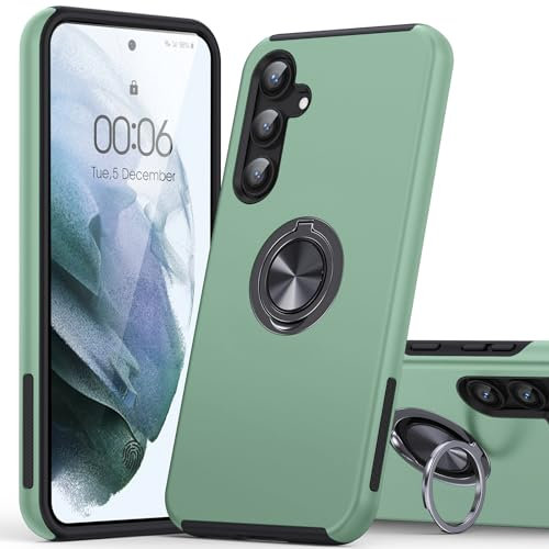 KOVASIA für Samsung Galaxy S23 FE Hülle mit Ständer, 360° Drehbarer Metall Ring, Kratzfestigkeit Stoßfeste Haltbarkeit S23 FE Case, Handyhülle für Samsung Galaxy S23 FE 5G 6.4, Grün