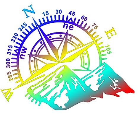 BYNYXI Kompass Aufkleber Wohnmobil, Motorhaube Aufkleber Berg Kompass Grafik Karosserie Offroad Sticker Seitentür Universal Wasserdichter PVC Aufkleber für SUV Wohnwagen Windrose Aufkleber-40cmx32cm