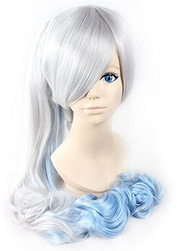 SEIZIS Wig Anime Cosplay Anime-Perücke RWBY Cosplay Weiss Schnee-Perücke, Lange lockige Perücke, Kostüm-Halloween-Perücke, for Halloween, Kostümparty, Anime-Show, Cosplay-Event, Konzerte