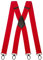 Olata Breite und Robuste X-förmige Hosenträger mit Karabinerhaken – 4 cm breit, Verstellbar, Unisex, Ideal für Arbeit und Alltag. Rot (Schwarz Clips)