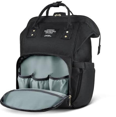 Vicloon Wickeltasche Rucksack mit Babyflaschentasche, Baby Wickelrucksack Wickeltasche, Multifunktional Große Kapazität Babytasche Reisetasche, Babytaschen für Mama und Papa - Schwarz
