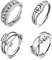 GWAWG 4 x Anxiety Rings for Women, Silver Stress Relief Spinner Ring with Beads, Adjustable Open Fidget Ring for Teen Girls, Plastic, Alloy